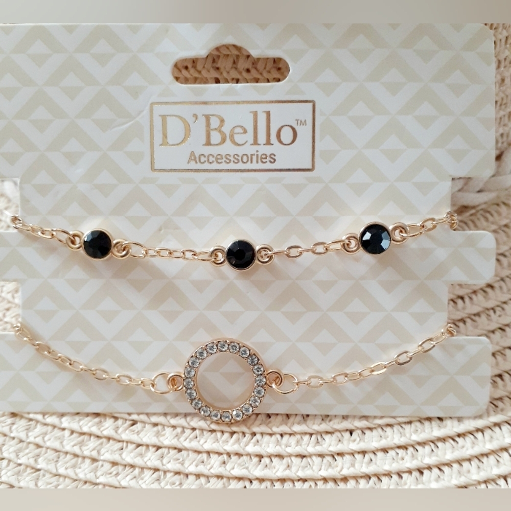Gold and Black Ankle Bracelet Set